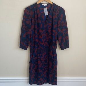 Newlily Elegant Blue and burgundy Patterned Dress size large